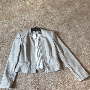 Gray Plaid Women's Cropped Jacket